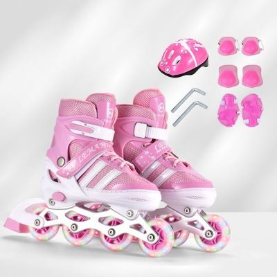 溜冰鞋滑冰鞋滑轮鞋全套装儿童直排轮3-6-8-10-12岁初学者轮滑鞋