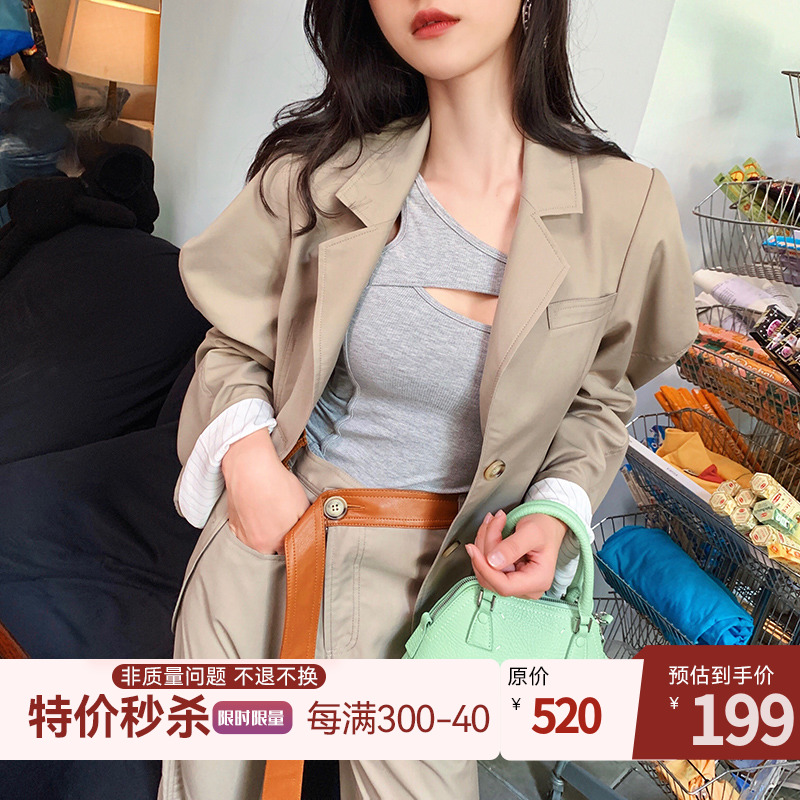 清仓捡漏秒杀灰蓝两色小西装外套高级感女设计感休闲西服