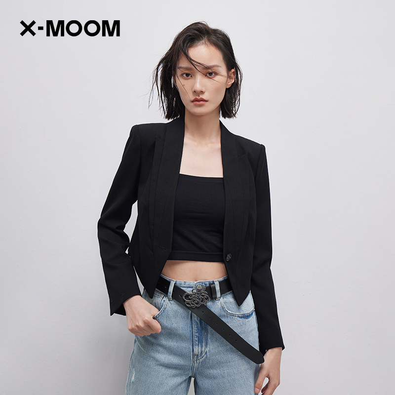 【商场同款】X--MOOM2023春季新款高级感精纺羊毛短小西装外套女