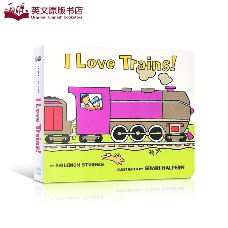 英文原版进口绘本I Love Trains! Board Book 我爱火车交通工具科普儿童启蒙游戏纸板书撕不烂 早教认