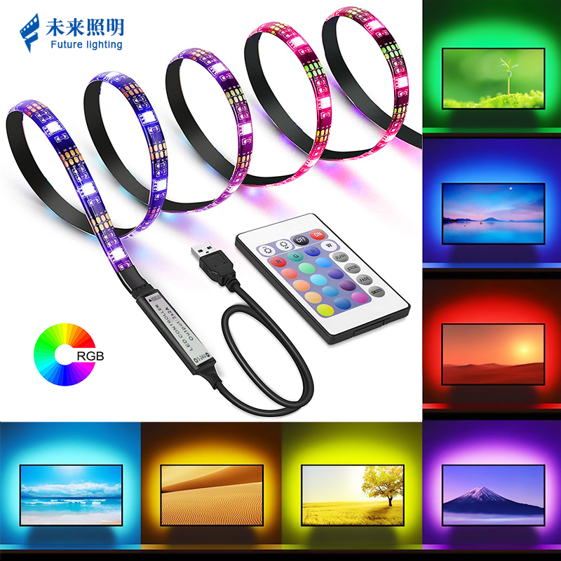 5v电视背景电竞氛围电脑led灯带自粘变色USB超亮遥控RGB低压灯条