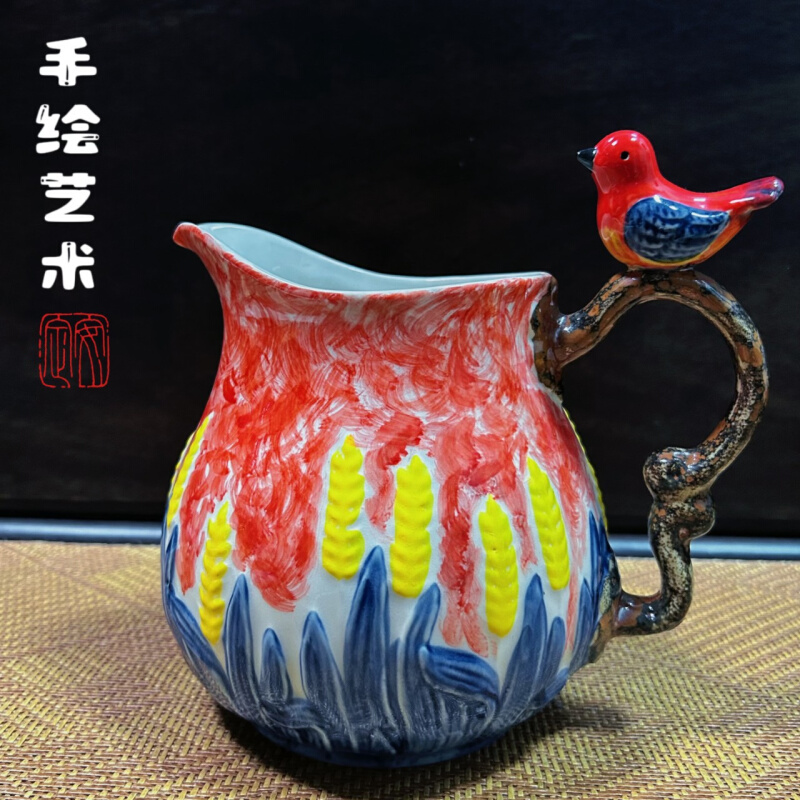 新年艺术品摆件花盆不规则捏陶瓷工规则陶瓷工艺艺术大师创意手绘