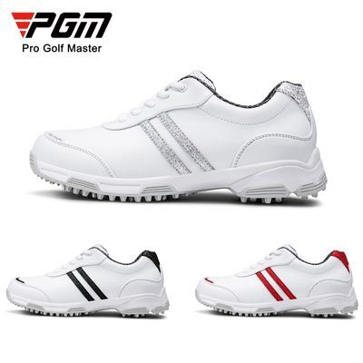 PGM 高尔夫球鞋 女士鞋子 固定钉防滑鞋底 舒适透气 防水超纤皮