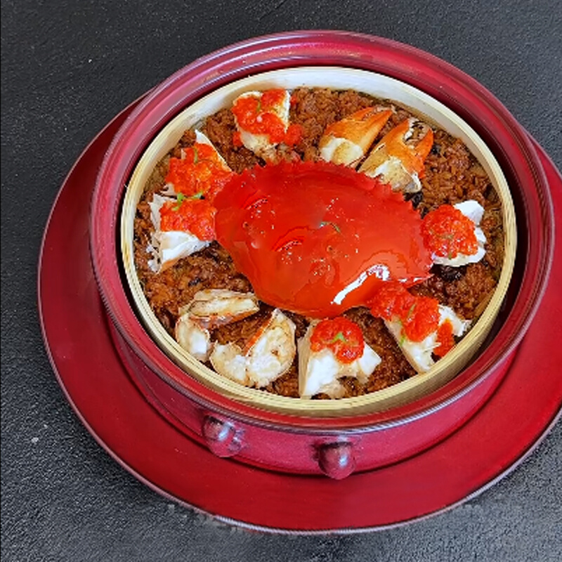 中式餐厅创意菜餐具中餐带盖双耳红色圆盘红色三件套陶瓷中餐盘碟