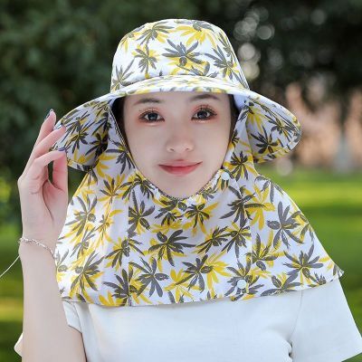 帽子女采茶帽春夏季户外干活防晒遮阳帽防紫外线遮脸大帽檐太阳帽