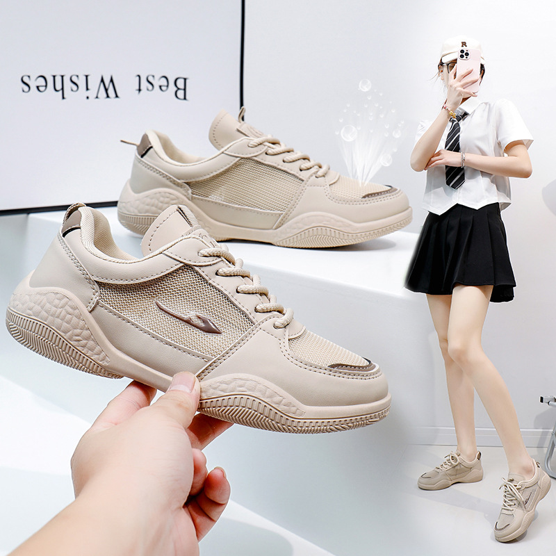 街拍ins小白鞋学生韩版女潮2024夏季新款厚底透气休闲鞋