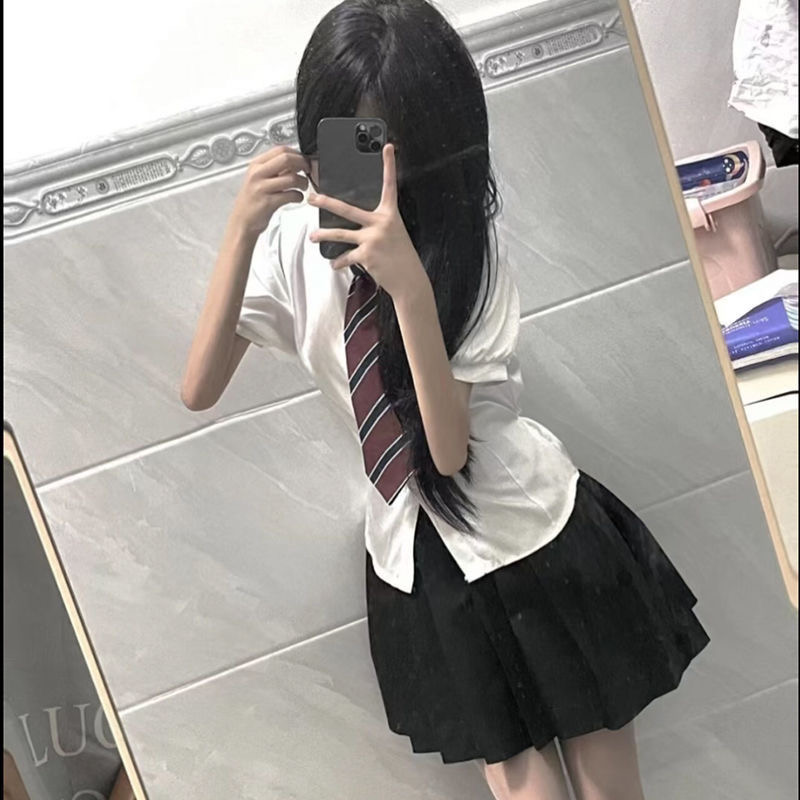 【套装】甜辣学院风jk制服衬衫女收腰显瘦制服衬衣设计感别致上衣