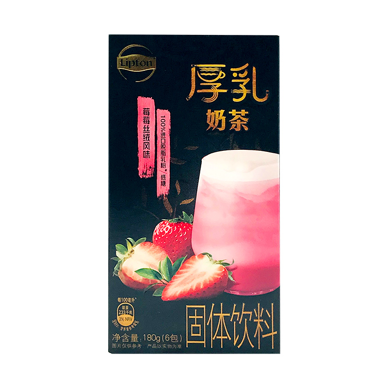 【常规价18+】裸价立顿厚乳奶茶草莓丝绒风味180g
