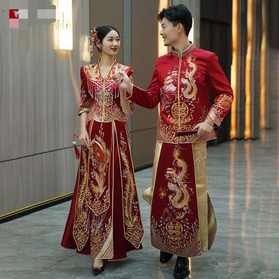 2023新款中式新娘结婚礼服奢华敬酒服嫁衣遮肚低领显瘦气质遮肉