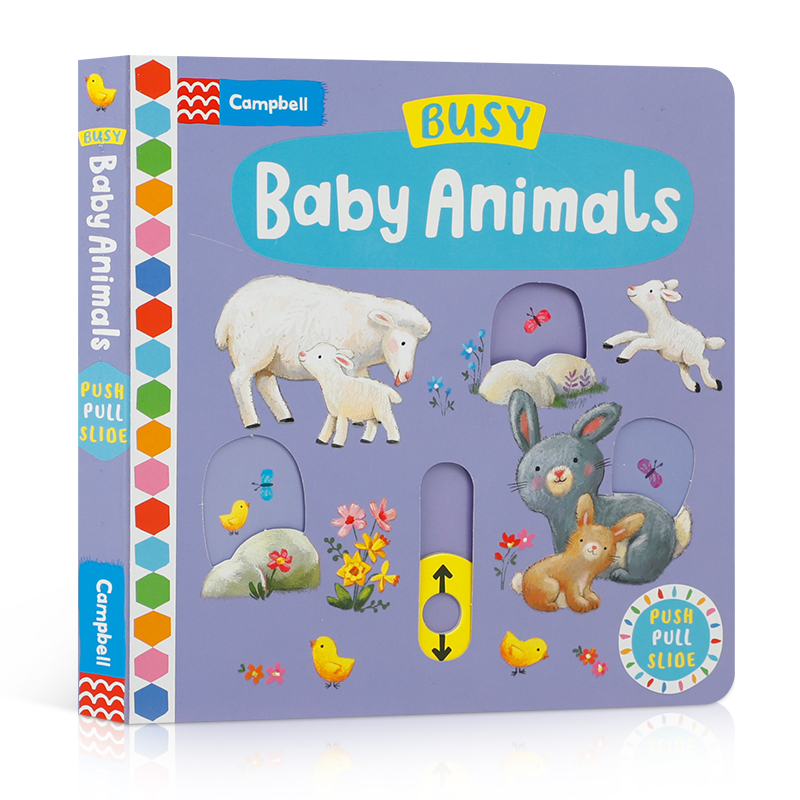 英文原版 忙碌系列：Busy Baby Animals 忙碌的小动物儿童早教启蒙机关操作活动纸板书 锻炼低幼宝宝小手肌肉