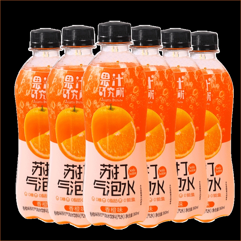 果汁研究所0糖0脂0能量气泡水 多口味360ml*6瓶装小青柠白桃西柚