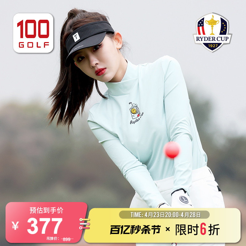 RyderCup莱德杯高尔夫女装长袖T恤秋季立领打底衫保暖运动T恤