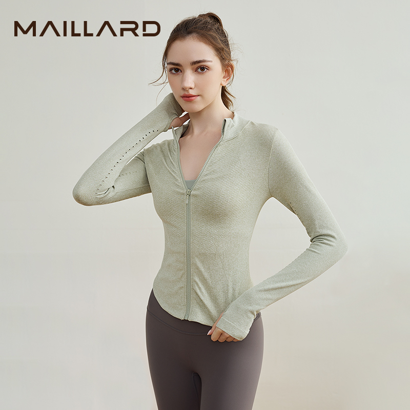 MAILLARD 瑜伽服女春季运动上衣拉链立领外套显瘦跑步长袖健身服