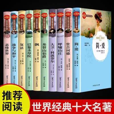 世界十大名著正版全10册简爱巴黎圣母院飘中小学生阅读名著书籍