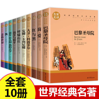 全10册简爱巴黎圣母院战争与和平悲惨世界红与黑世界名著小说书籍