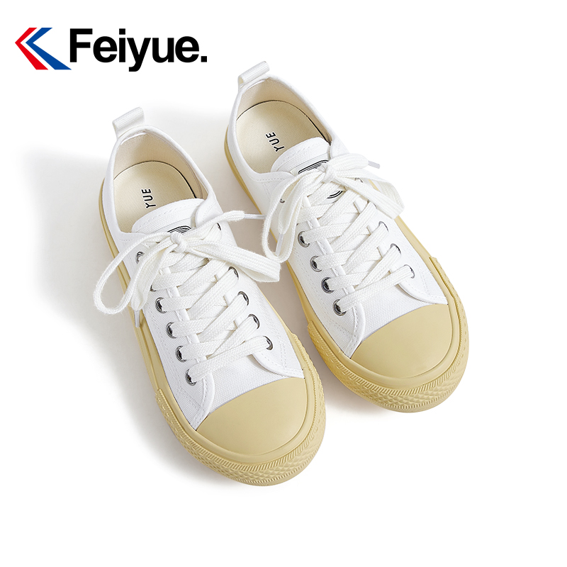 feiyue/飞跃官方帆布鞋女生2024春季款低帮简约透气休闲小白鞋005