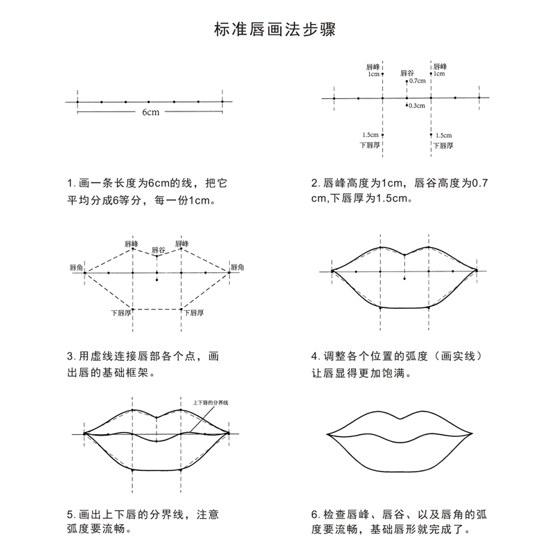 彩妆眉毛素描册图纸初学者化妆练习册图纸图册眉眼脸唇纸妆美人图